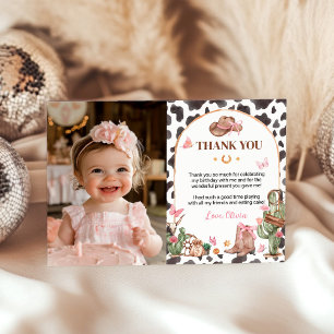 Western Bows Pink Cowgirl GeburtstagsFoto Dankeskarte