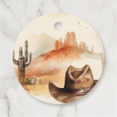 Western Boy Ein kleiner Cowboy Rustikale Babydusch Geschenkanhänger (Rückseite)