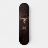 Western Braun Beige Alte Rustikale Bullskulptur Mo Skateboard (Vorne)