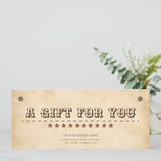 Western braun mit Logo Süd Geschenkgutschein (Stehend Vorderseite)