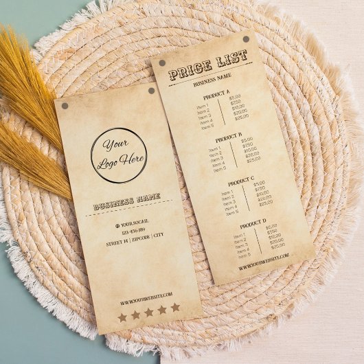 Western Braun Sie Ihr Logo auf der Länderpreislist Werbekarte