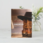 Western-Braunholz-Cowboystiefel Einladung (Stehend Vorderseite)