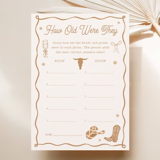 Western Brautparty Age Guessing Game Card Einladung