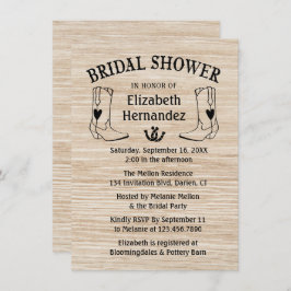 Western Brautparty Cowboy Boots Country Wood Einladung