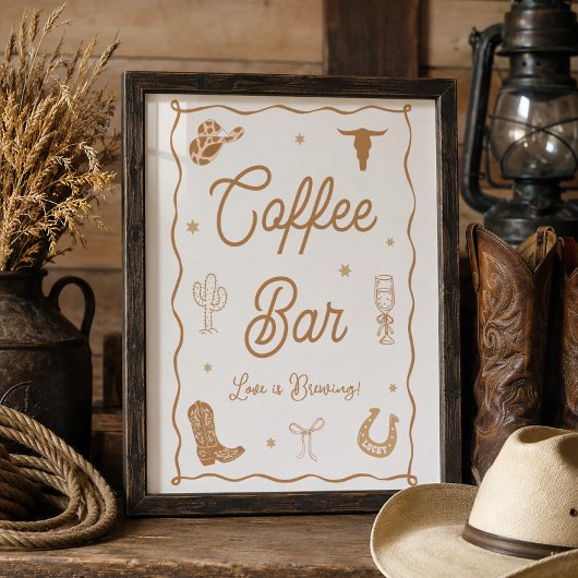 Western Brautparty Kaffee Bar Poster