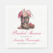 Western Brautparty Pink Peony Cowboy Boots Serviette (Vorderseite)