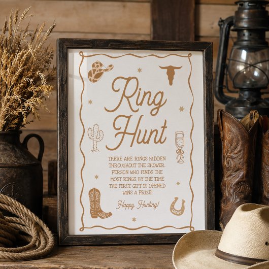 Western Brautparty Ring Hunt Spiel Poster
