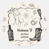 Western Brautparty Vielen Dank Runder Aufkleber (Vorderseite)