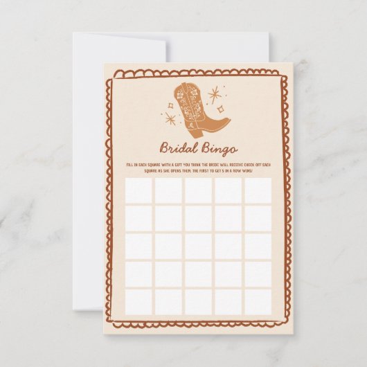 Western Bridal Bingo Game Card Einladung (Vorderseite)