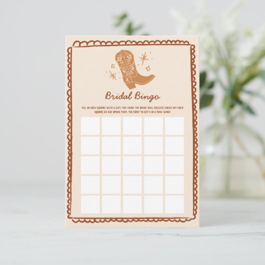 Western Bridal Bingo Game Card Einladung (Stehend Vorderseite)