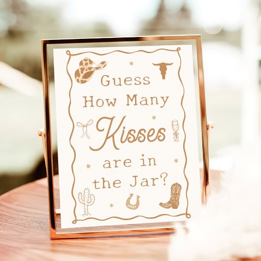 Western Bridal Shower Guess How Many Kisses Poster