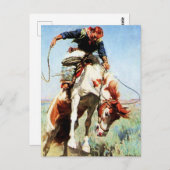 Western "Bronco Rider" Kunst von W Herbert Dunton Postkarte (Vorne/Hinten)