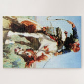 Western "Bronco Rider" Kunst von W Herbert Dunton Puzzle (Horizontal)