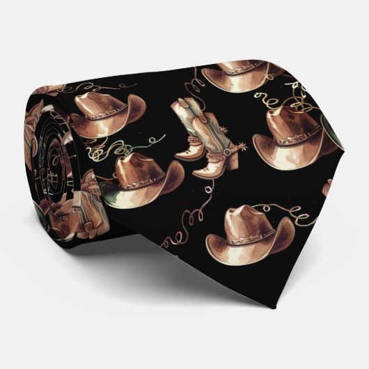 Western Bronze Cowboy Hats Boots Ropes Krawatte (Gerollt)