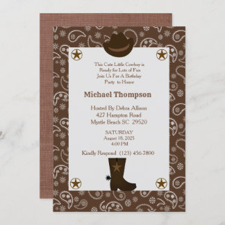 Western Brown Bandana Cowboy Geburtstagsparty Einladung