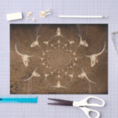 Western Brown Beige Abstrakt Texturbull Skull Seidenpapier (Handwerk)