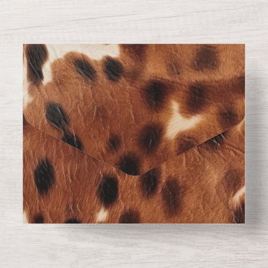 Western Brown Black Cowboy Cowhide All In One Einladung (Rückseite)