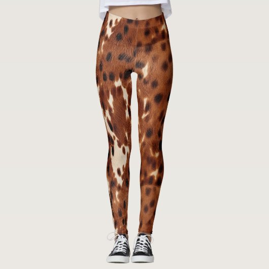 Western Brown Black Cowboy Cowhide Leggings (Vorderseite)