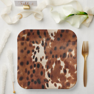 Western Brown Black Cowboy Cowhide Pappteller