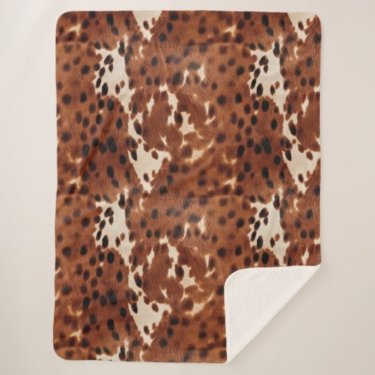 Western Brown Black Cowboy Cowhide Sherpadecke (Vorderseite)