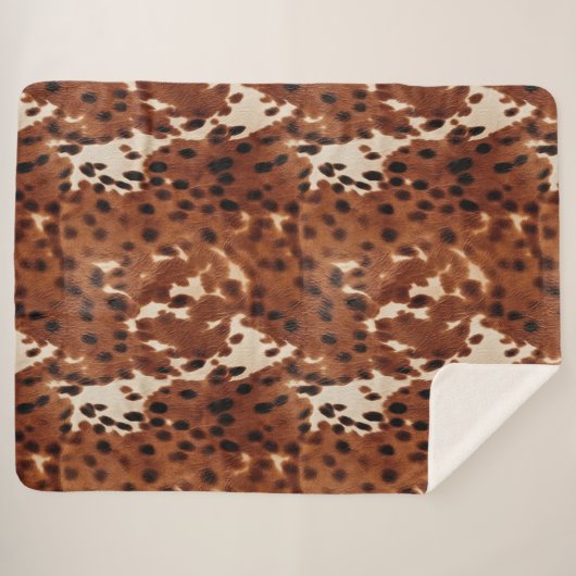 Western Brown Black Cowboy Cowhide Sherpadecke (Vorderseite (Horizontal))