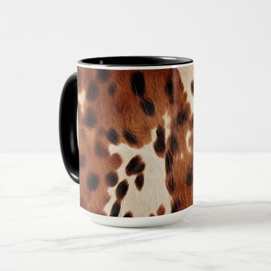 Western Brown Black Cowboy Cowhide Tasse (Vorderseite Links)