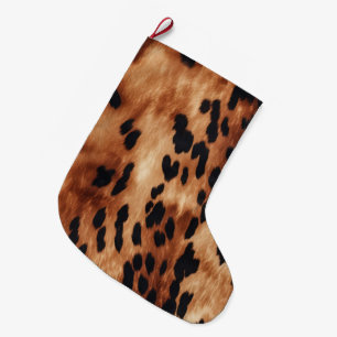 Western Brown Black Cowhide Animal Großer Weihnachtsstrumpf