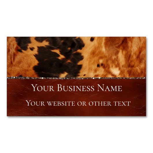 Western Brown Black Cowhide Magnetische Visitenkarte (Vorderseite)