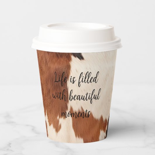 Western Brown Black Cowhide Pappbecher (Vorderseite)