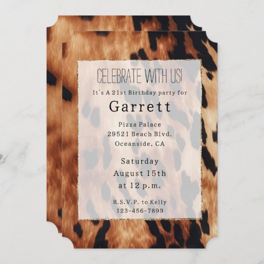 Western Brown Black Cream Cowhide Einladung (Vorne/Hinten)