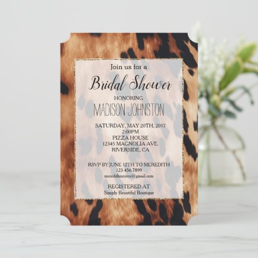 Western Brown Black Cream Cowhide Einladung (Stehend Vorderseite)