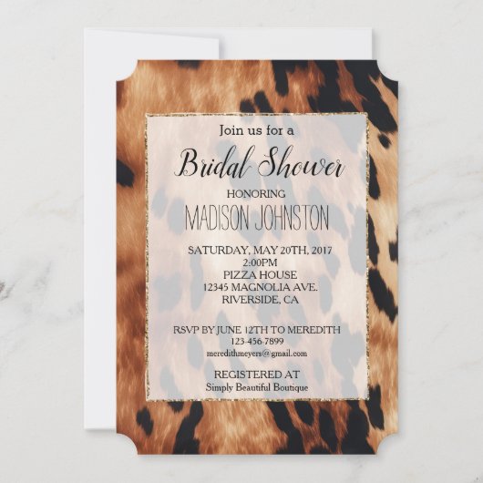 Western Brown Black Cream Cowhide Einladung (Vorderseite)