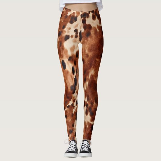 Western Brown Black Cream Cowhide Leggings (Vorderseite)