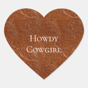 Western Brown Bohemisch Art Herz-Aufkleber