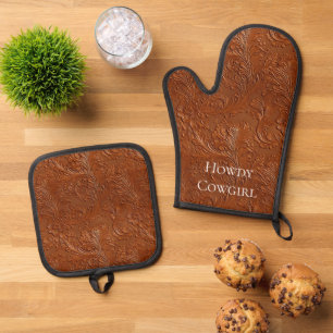 Western Brown Bohemisch Art Ofenhandschuh & Topflappen-Set