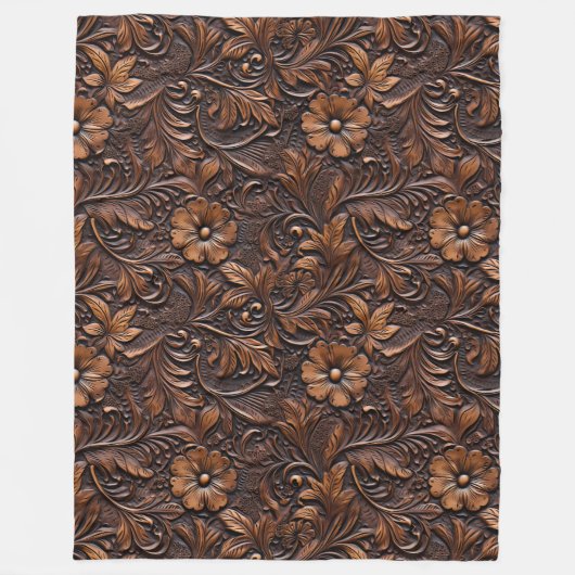 Western Brown Cowgirl Bohemisch Floral Fleecedecke (Vorderseite)