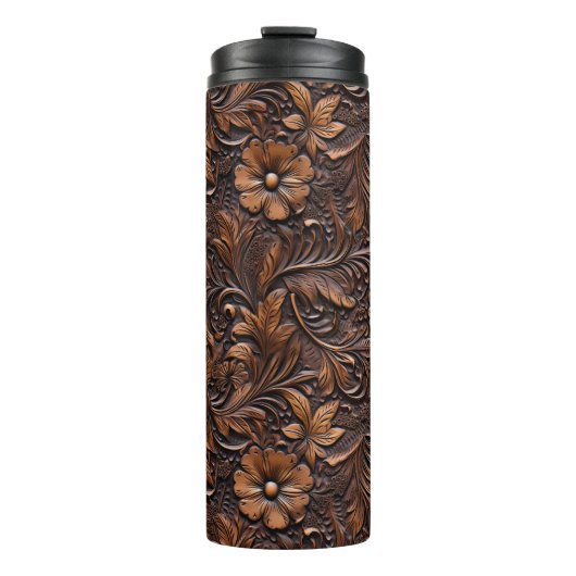 Western Brown Cowgirl Bohemisch Floral Thermosbecher (Vorderseite)