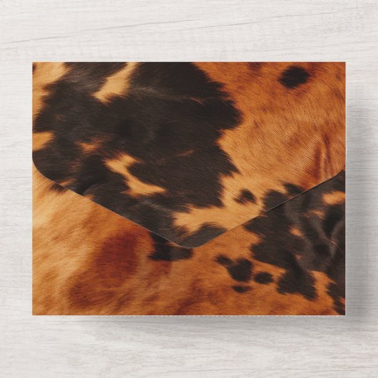 Western Brown Cowhide All In One Einladung (Rückseite)