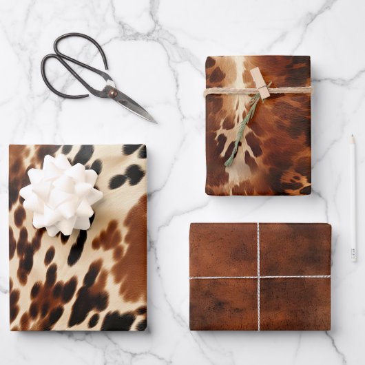 Western Brown Cowhide Geschenkpapier Set (Vorderseite)