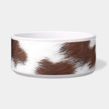 Western Brown Cowhide Große Pet Bowl