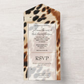 Western Brown Cowhide Hochzeit All In One Einladung (Innen Boden)