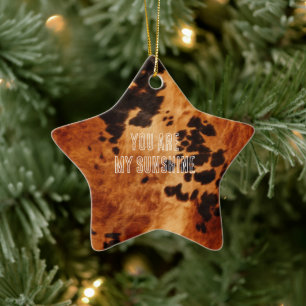Western Brown Cowhide Keramik Ornament