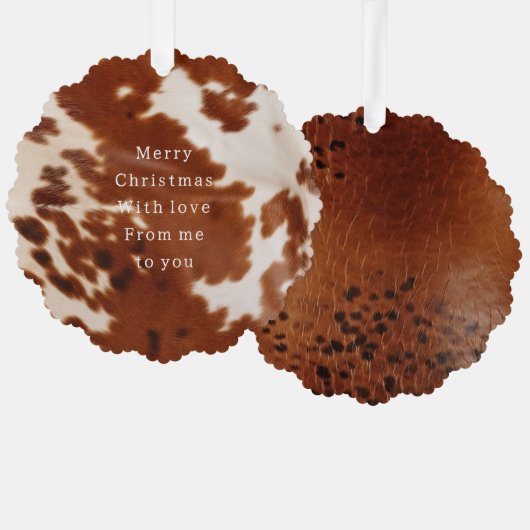 Western Brown Cowhide Ornament Karte (Vorderseite/Rückseite)
