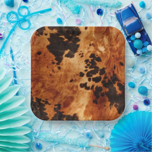 Western Brown Cowhide Pappteller (Party)