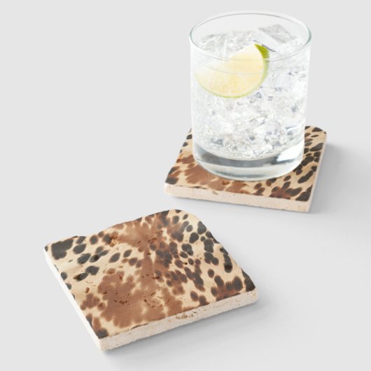 Western Brown Cowhide Steinuntersetzer (Seitenansicht)