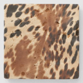 Western Brown Cowhide Steinuntersetzer (Vorderseite)