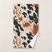 Western Brown Cream Animal Cowhid Badhandtuch Set (Handtuch)