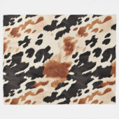Western Brown Cream Animal Cowhid Fleecedecke (Vorderseite (Horizontal))