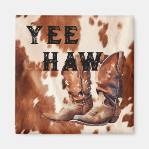 Western Brown Cream Cowboy Cowhide Stiefel Magnet