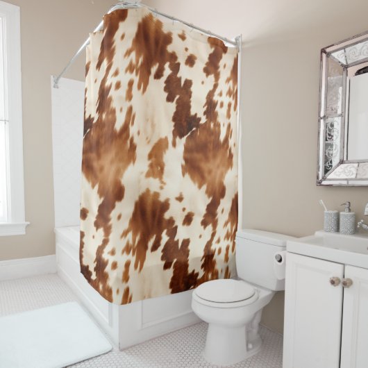 Western Brown Cream Cowhide Duschvorhang (Beispiel)